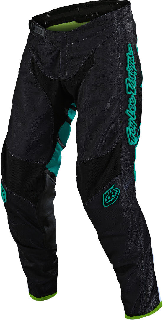 Lee GP Drift Pantalones Juveniles de Motocross - Negro Turquesa (XL)