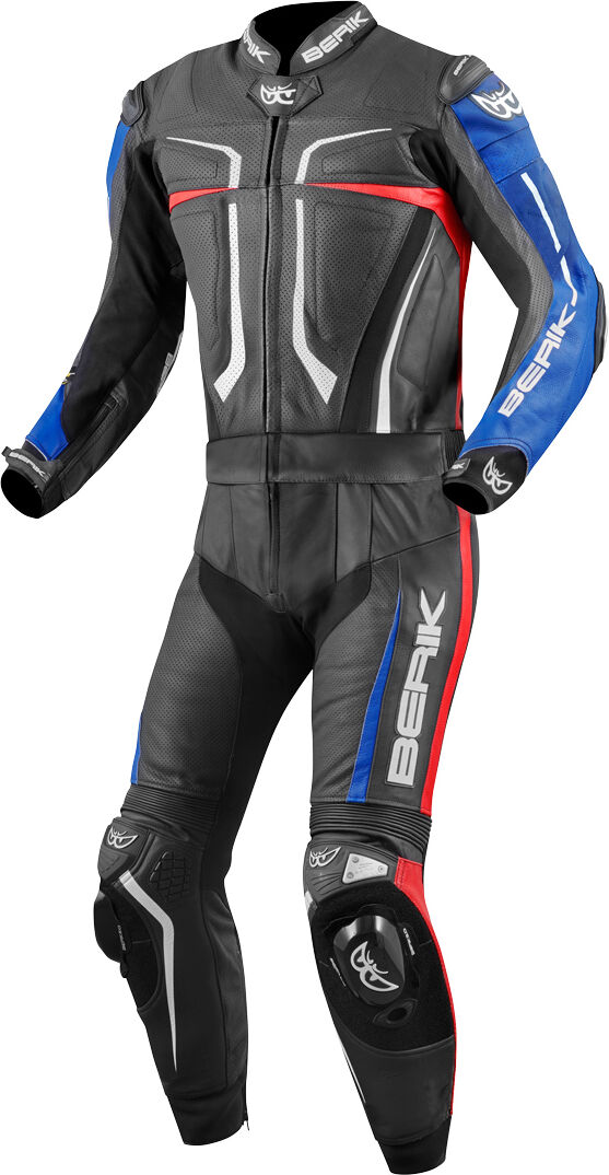 Berik Flumatic Evo Traje de cuero de motocicleta de dos piezas - Negro Rojo Azul (50)