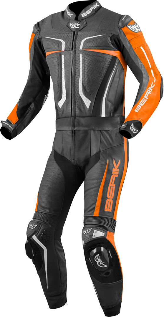 Berik Flumatic Evo Traje de cuero de motocicleta de dos piezas - Negro Blanco Naranja (50)