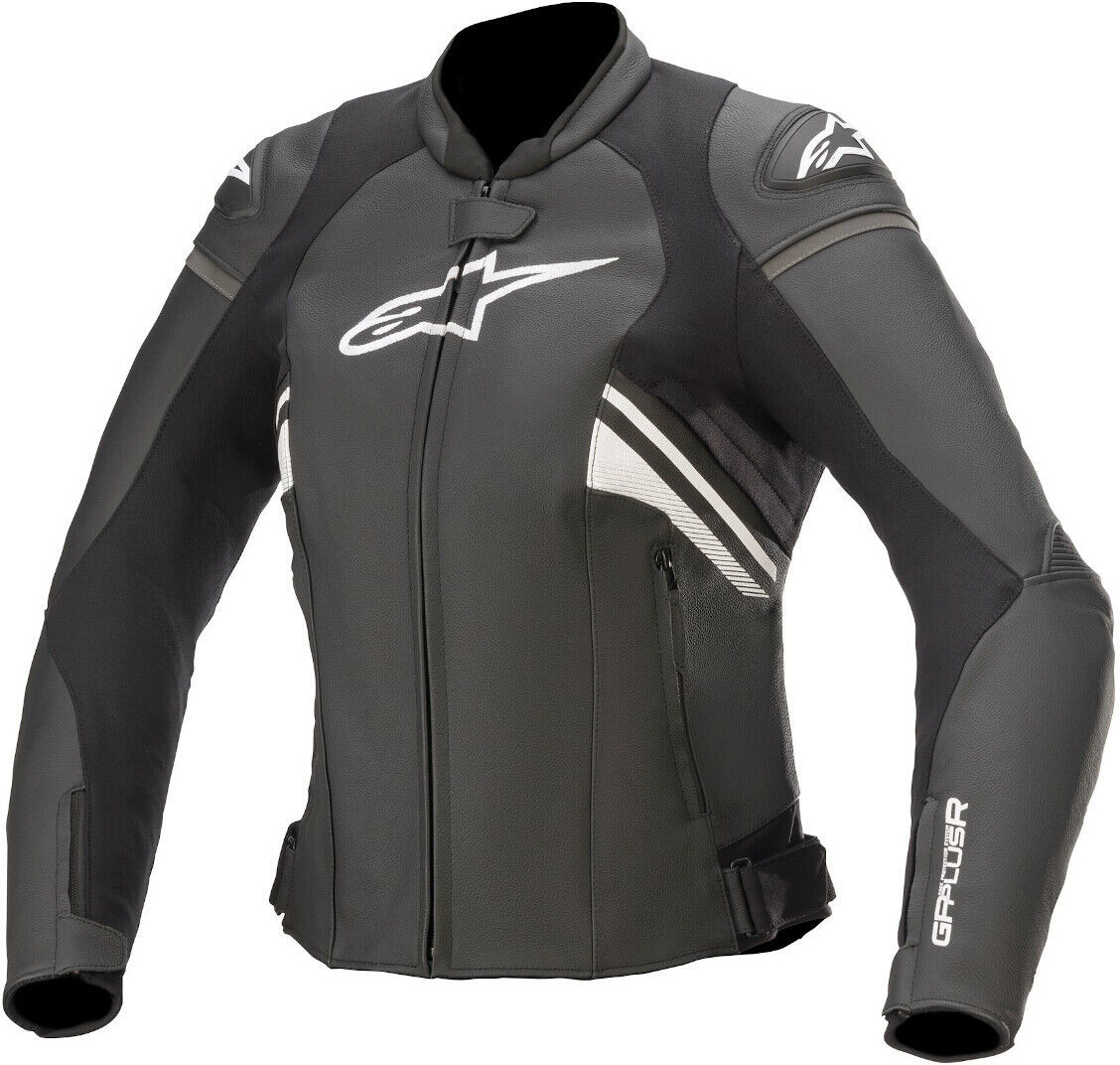 Alpinestars Stella GP Plus R V3 Chaqueta de cuero de la motocicleta de las señoras - Negro Blanco (50)