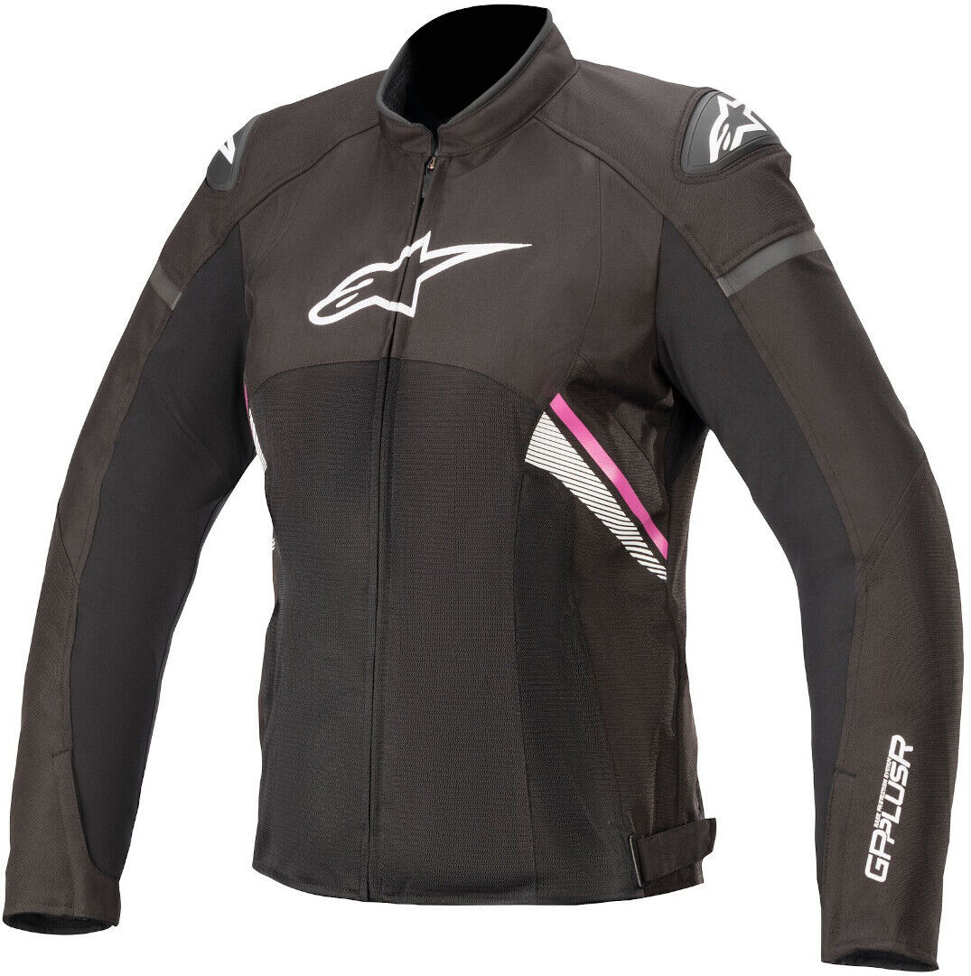 Alpinestars Stella T-GP Plus V3 Air Chaqueta textil para motocicletas de señoras - Negro Blanco Rosa (L)