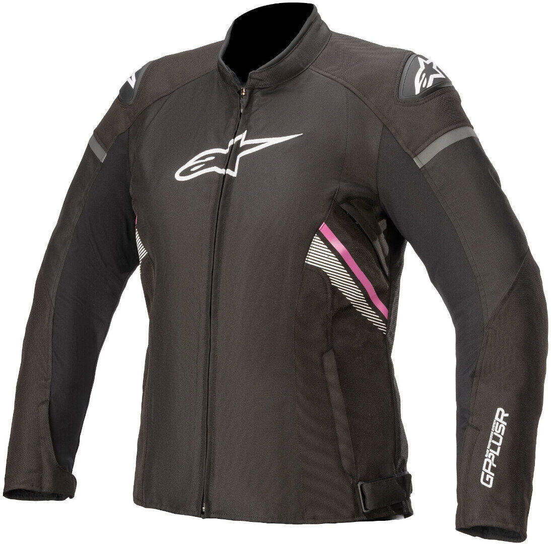 Alpinestars Stella T-GP Plus V3 Chaqueta textil para motocicletas de señoras - Negro Blanco Rosa (L)