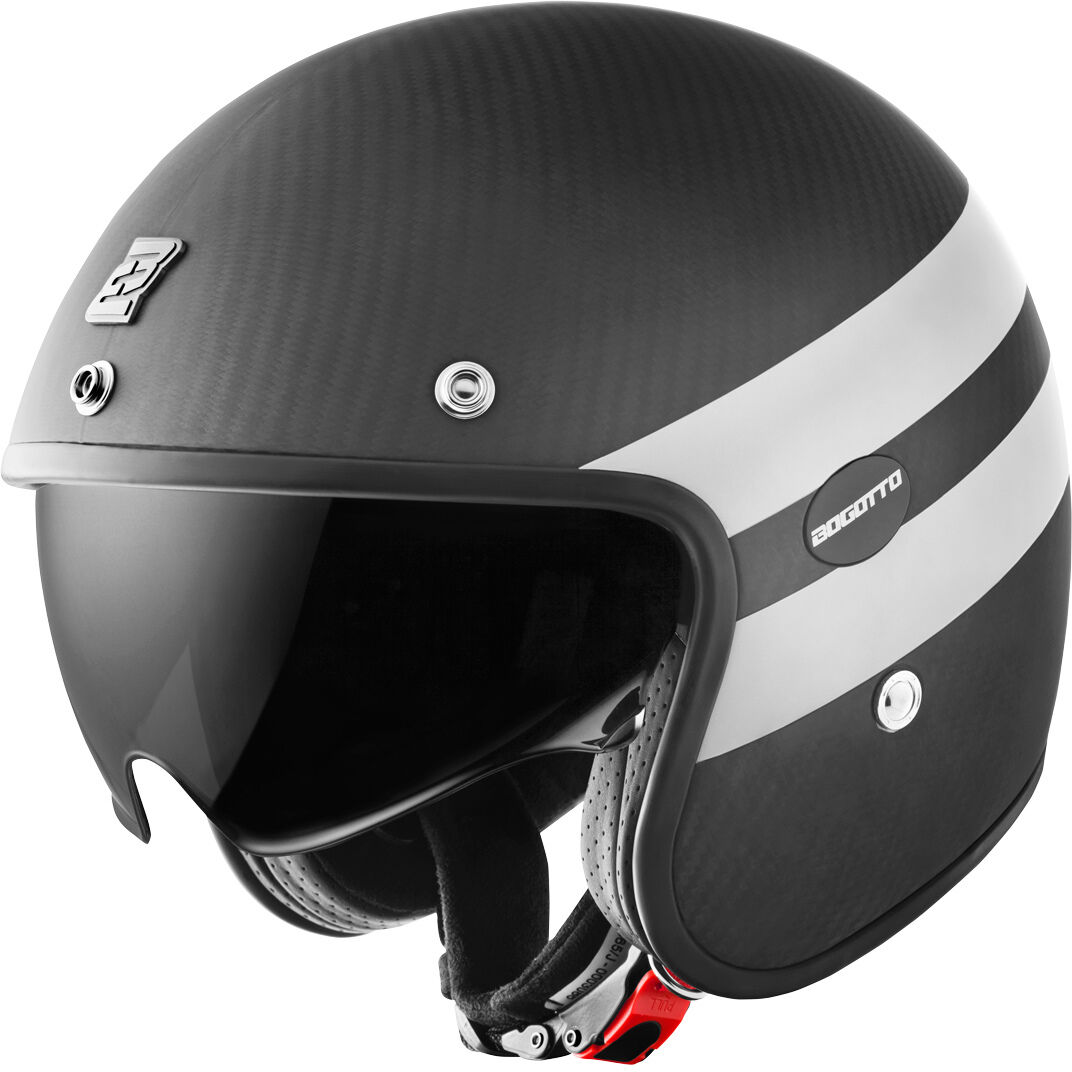 Bogotto V587 Crono Carbon Casco de jet - Negro Blanco (XS)