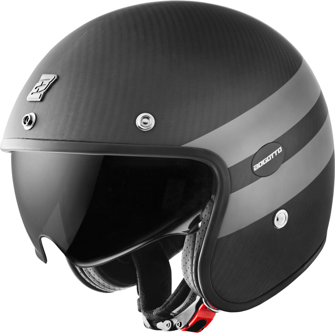 Bogotto V587 Crono Carbon Casco de jet - Negro Gris (S)