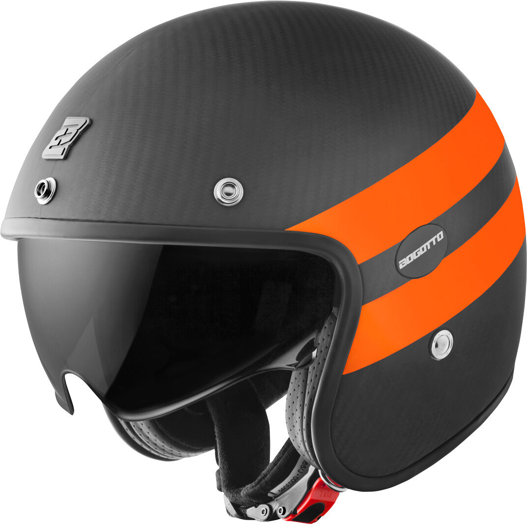 Bogotto V587 Crono Carbon Casco de jet - Negro Naranja (S)