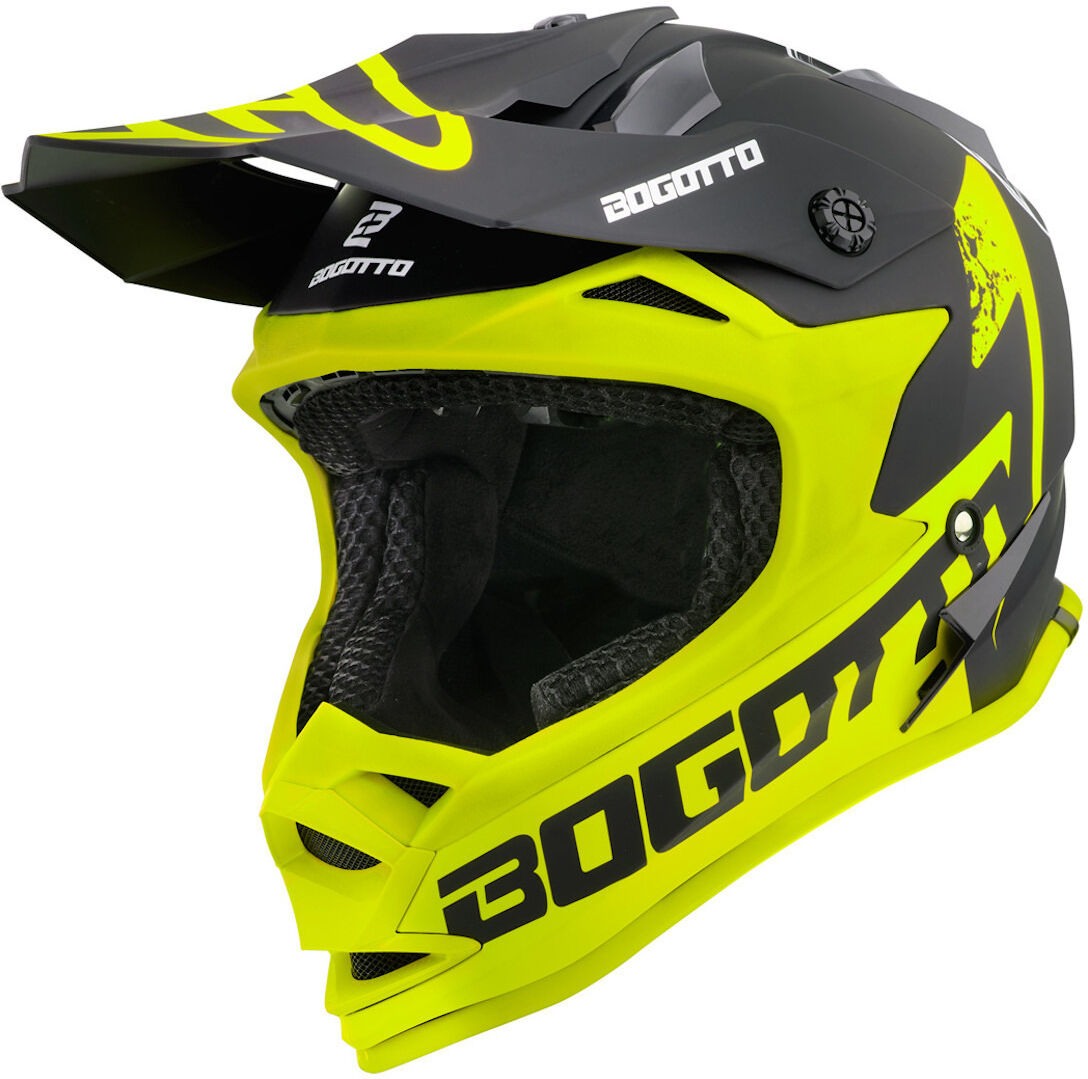 Bogotto V321 Soulcatcher Casco de Motocross - Negro Amarillo (XS)