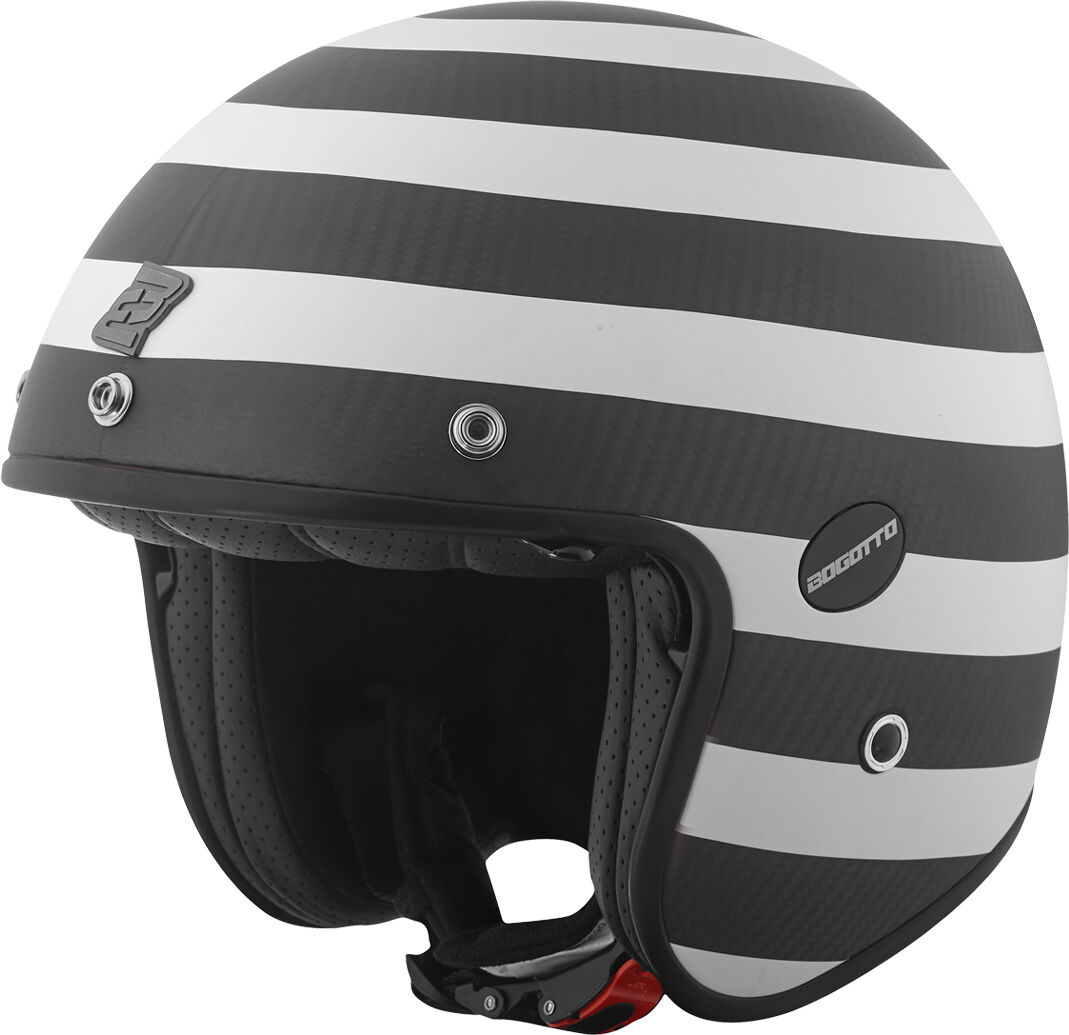 Bogotto V587 Scacchi Carbon Casco Jet - Negro Blanco (L)