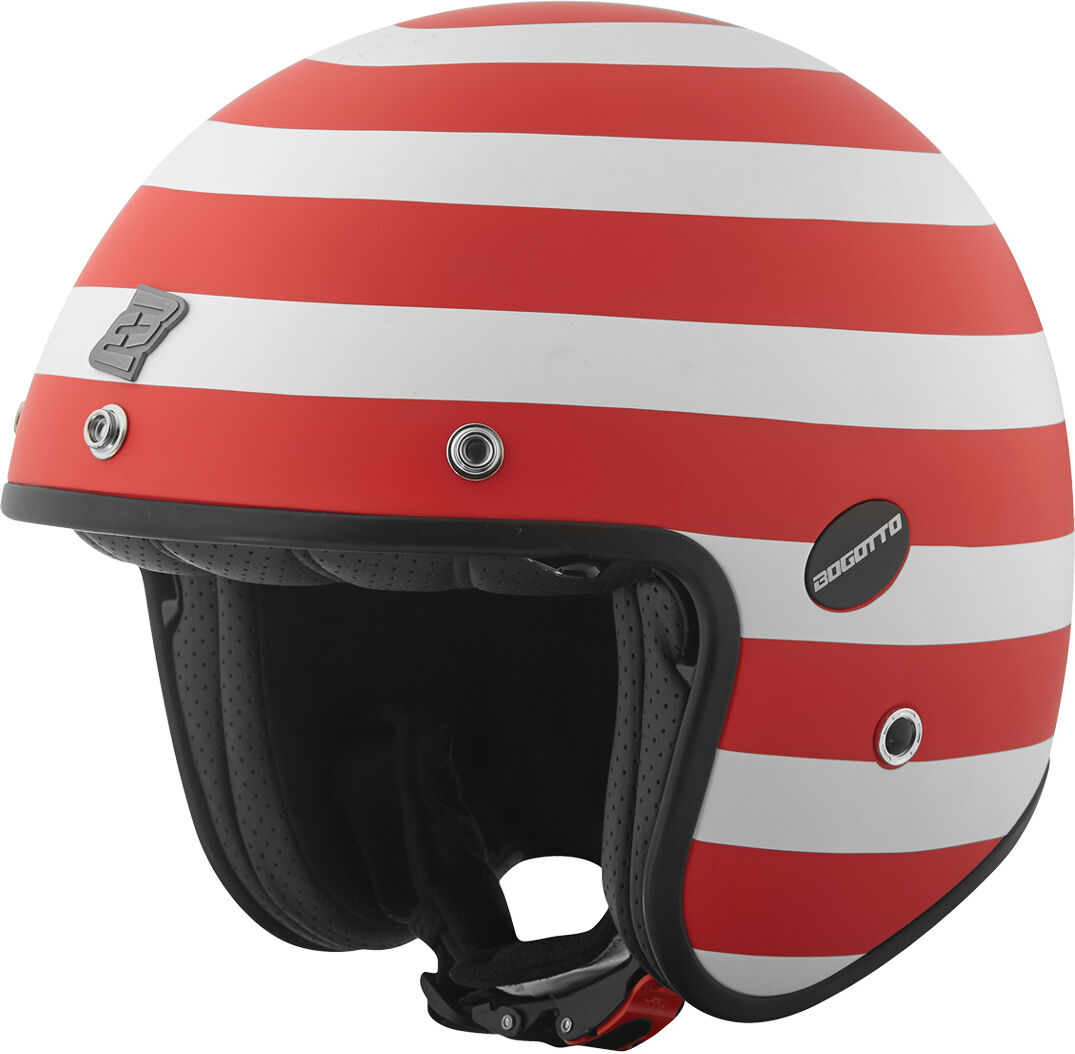 Bogotto V587 Scacchi Carbon Casco Jet - Blanco Rojo (XL)