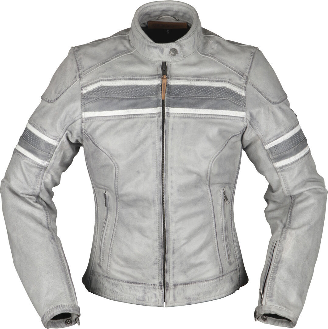 Modeka Iona Chaqueta de cuero de la motocicleta de las señoras - Gris (38)