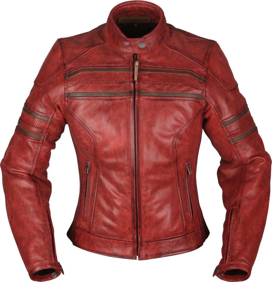 Modeka Iona Chaqueta de cuero de la motocicleta de las señoras - Rojo (36)