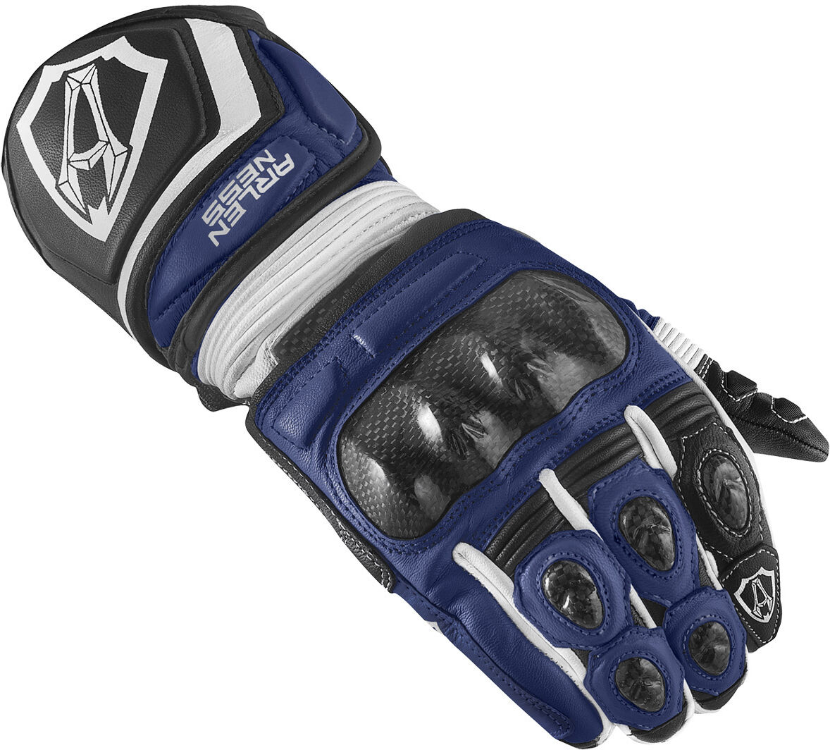 Arlen Ness Monza 2.0 Guantes de motocicleta - Negro Blanco Azul (S)