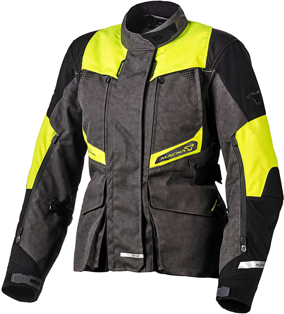 Macna Fusor NightEye Chaqueta textil de moto para mujer - Negro Gris (L)