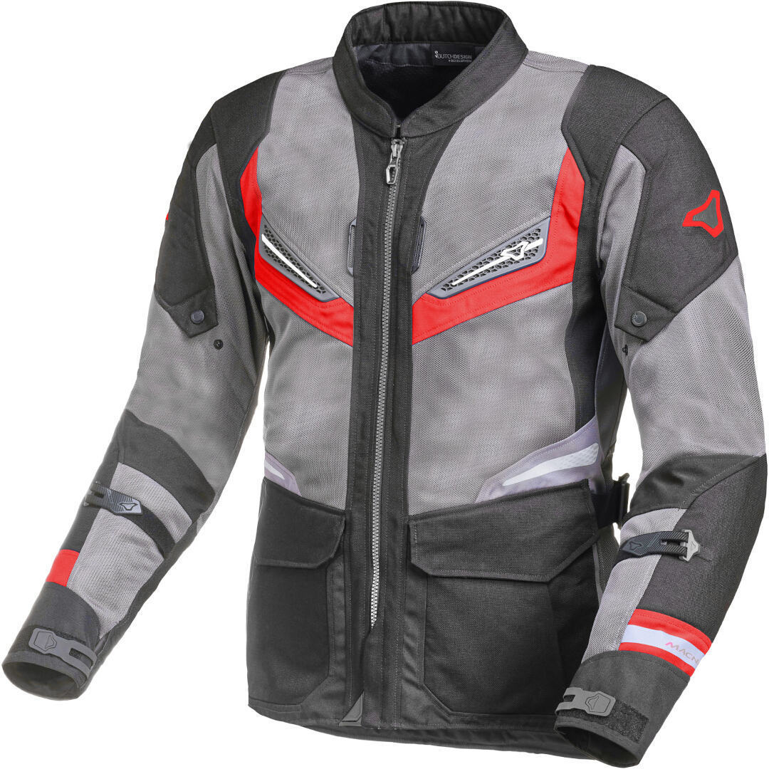 Macna Aerocon Chaqueta textil de moto - Negro Gris Rojo (3XL)