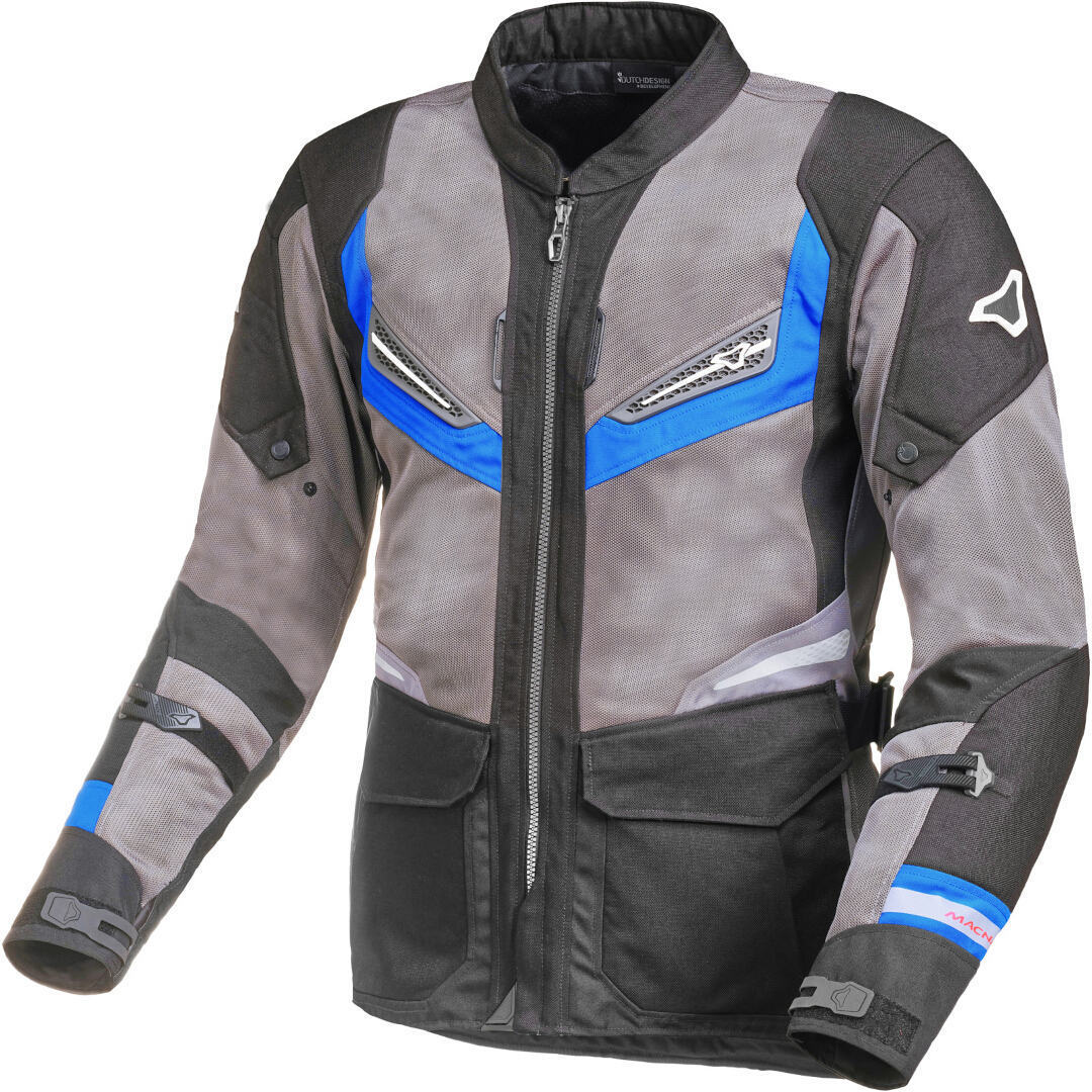 Macna Aerocon Chaqueta textil de moto - Negro Gris Azul (L)