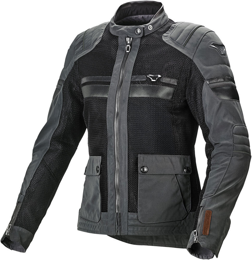 Macna Fluent NightEye Chaqueta textil de moto para mujer - Negro Gris (XL)