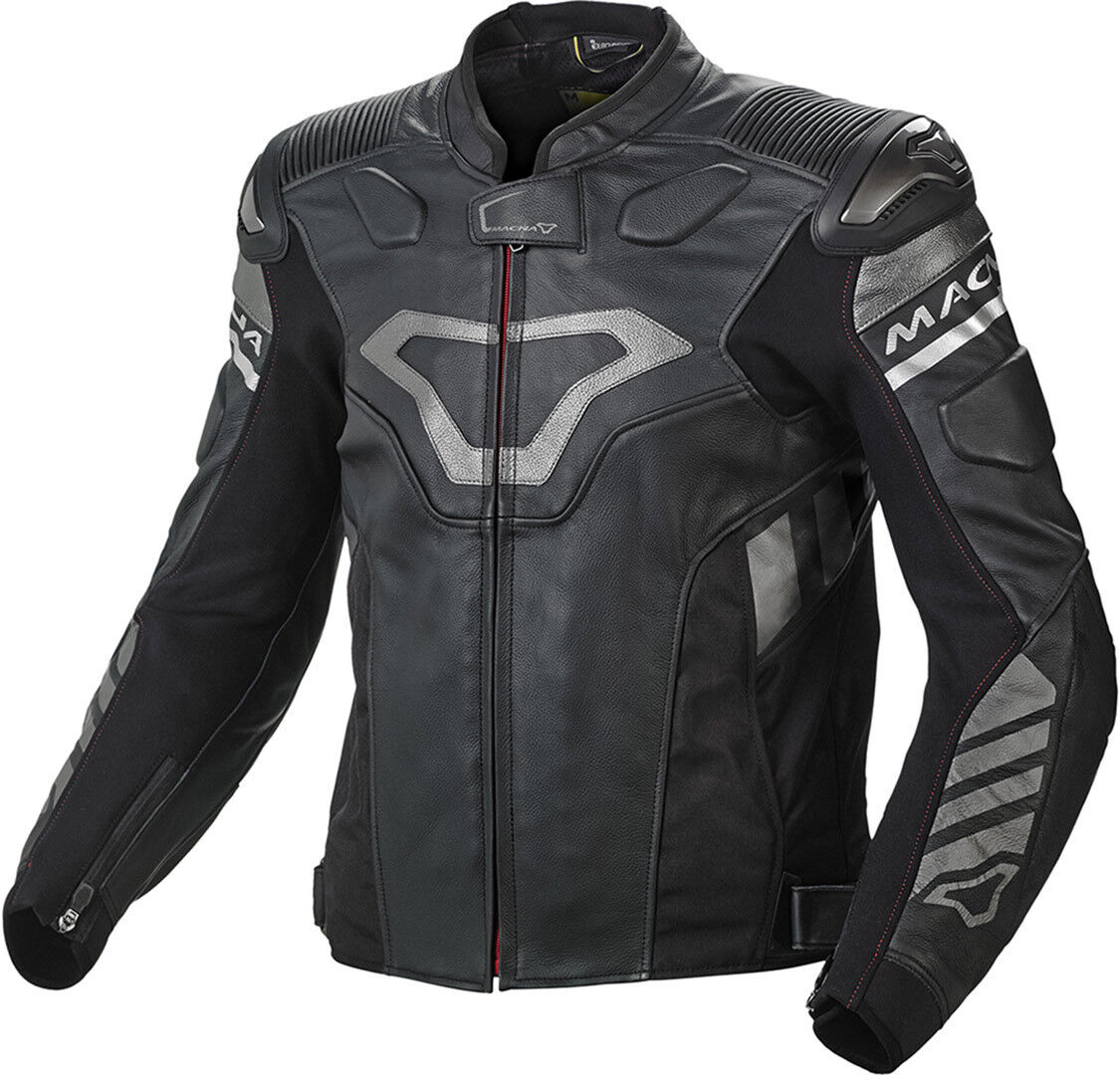 Macna Tracktix Chaqueta de cuero de la motocicleta - Negro (54)