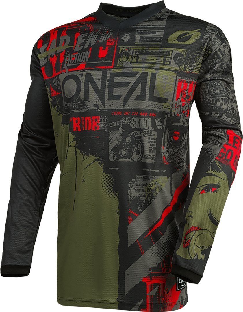 Oneal Element Ride Motocross Jersey - Negro Verde (S)