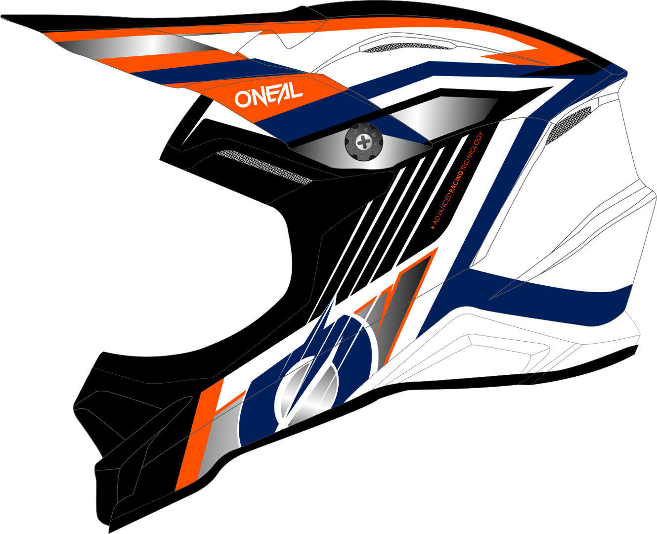 Oneal 3Series Vision Casco de Motocross - Negro Blanco Naranja (XL)