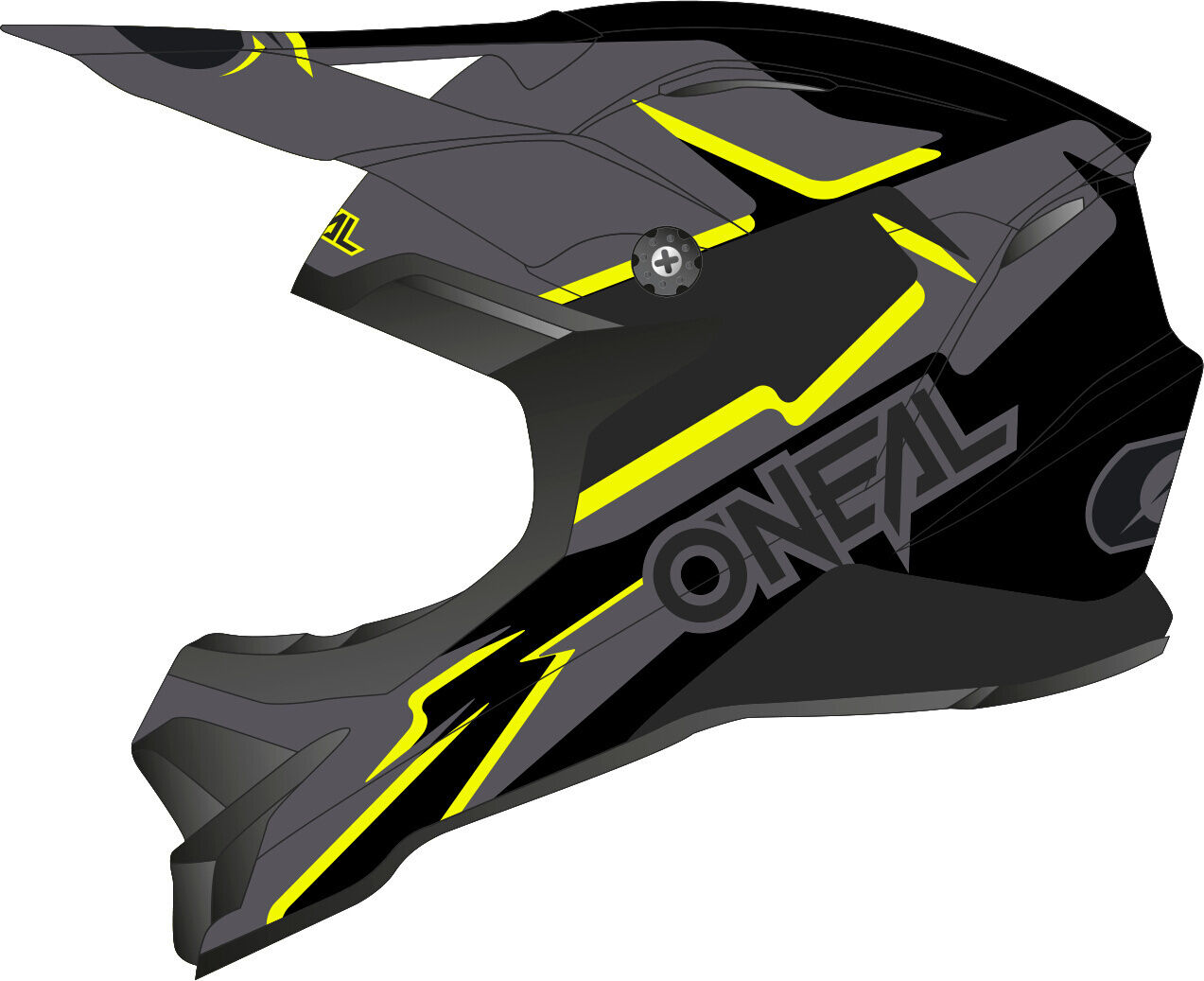 Oneal 3Series Voltage Casco de Motocross - Negro Amarillo (2XL)