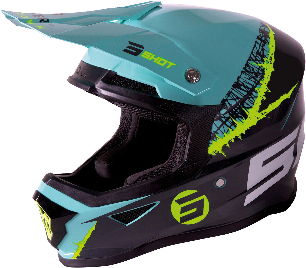 Shot Furious Storm Casco de Motocross - Negro Verde (2XL)