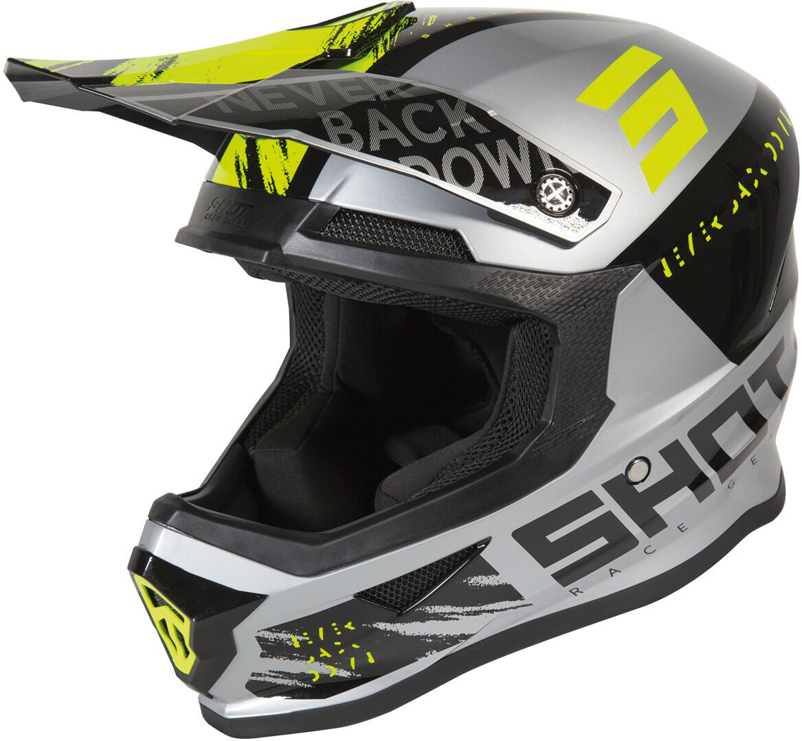 Shot Furious Draw Casco de Motocross - Gris Amarillo (2XL)