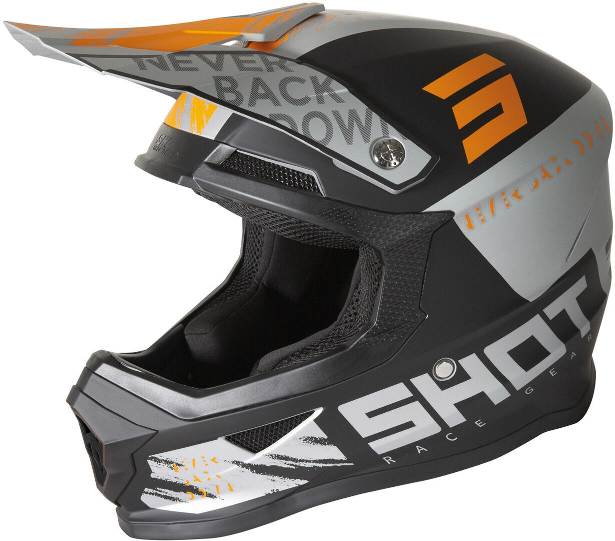 Shot Furious Draw Casco de Motocross - Gris Naranja (2XL)