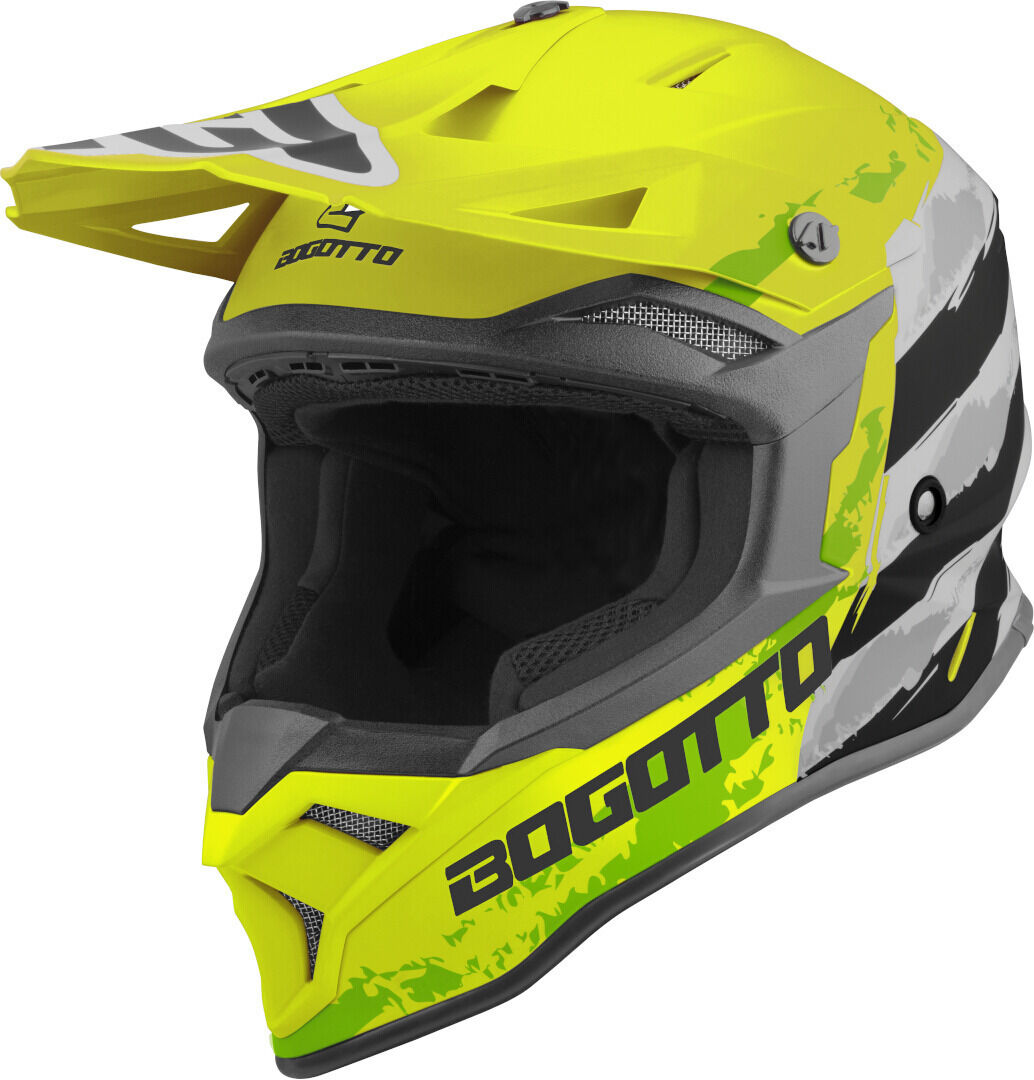 Bogotto V337 Wild-Ride casco cruzado - Negro Blanco Amarillo (L)