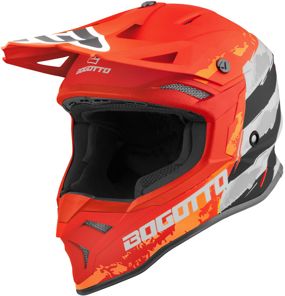 Bogotto V337 Wild-Ride casco cruzado - Negro Blanco Naranja (M)