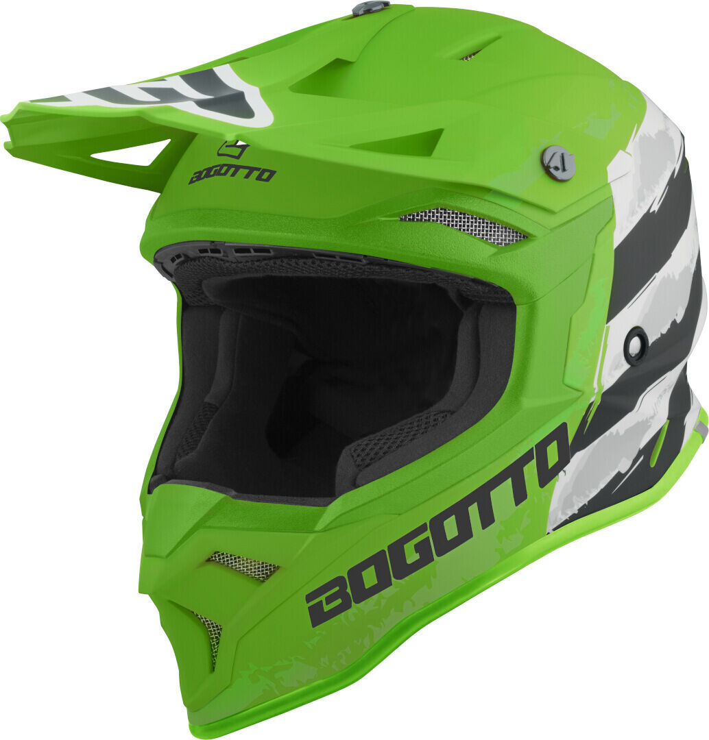 Bogotto V337 Wild-Ride casco cruzado - Negro Blanco Verde (L)