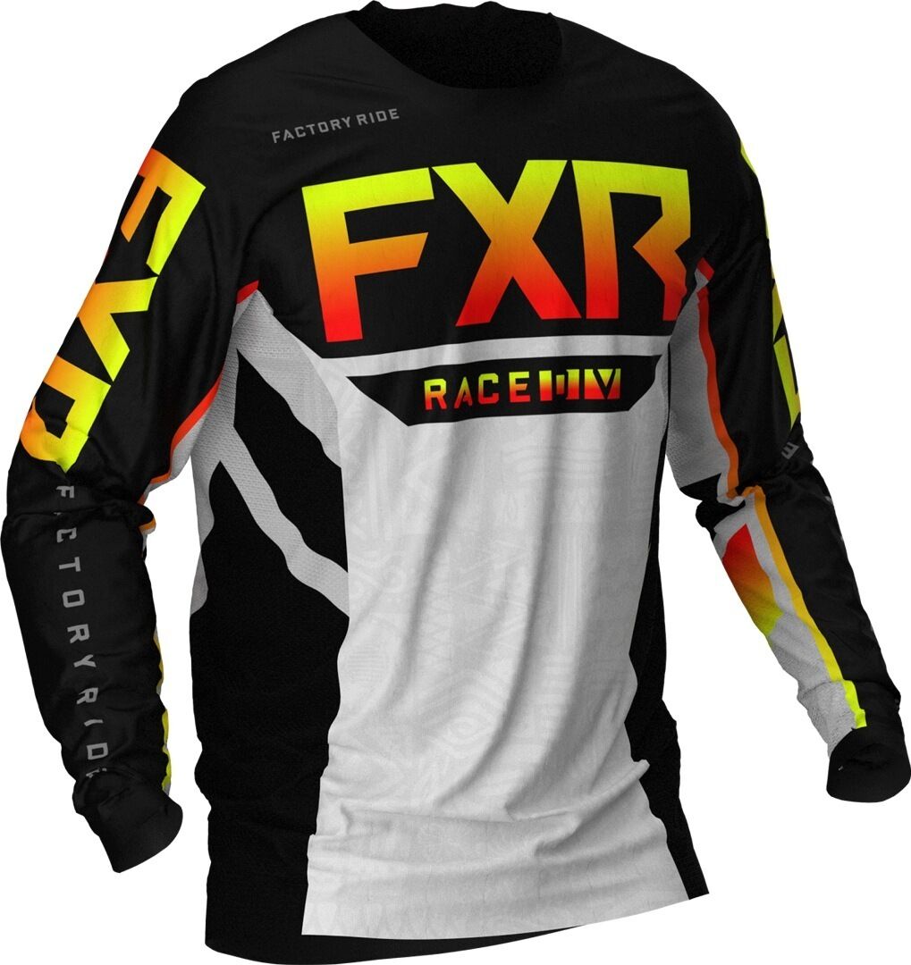FXR Podium Aztec MX Gear Jersey de Motocross Juvenil - Negro Gris Amarillo (L)