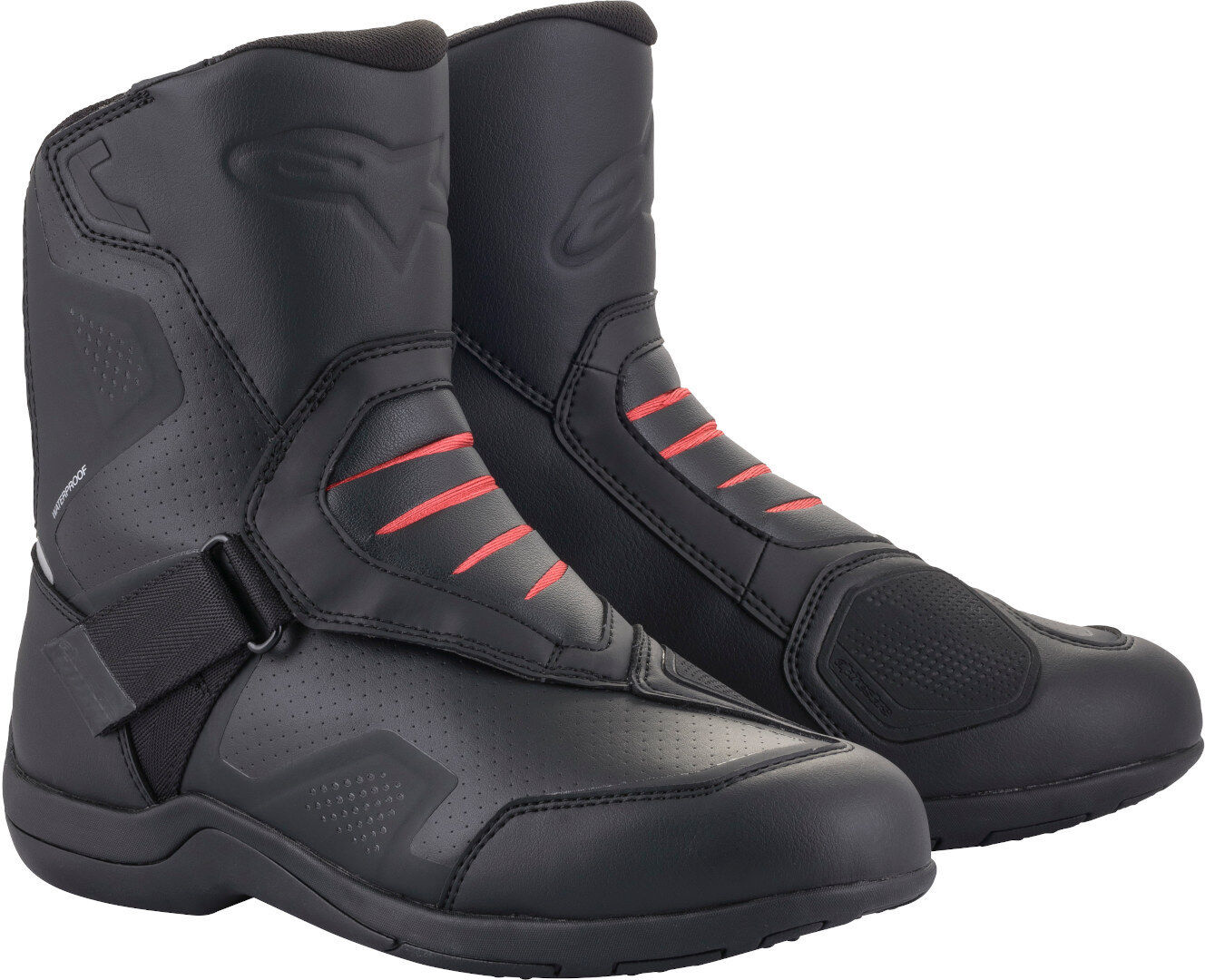 Alpinestars Ridge V2 Botas impermeables para motocicletas - Negro Rojo (38)