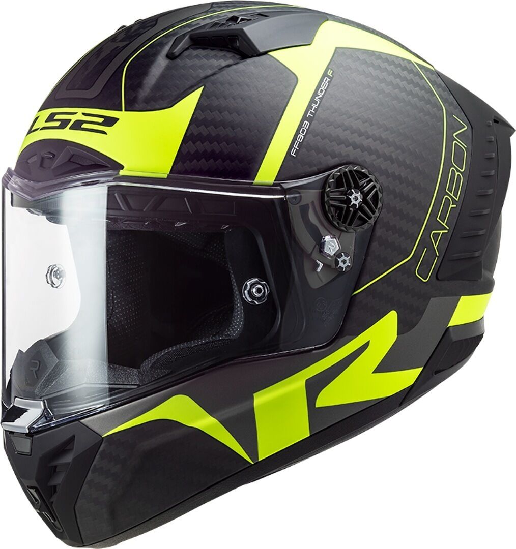 LS2 FF805 Thunder Racing1 Carbon Casco - Negro Amarillo (XS)