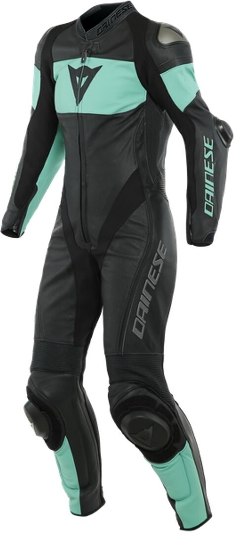 Dainese Imatra One Piece Perforated Ladies Traje de cuero de chaqueta - Negro Verde (40)