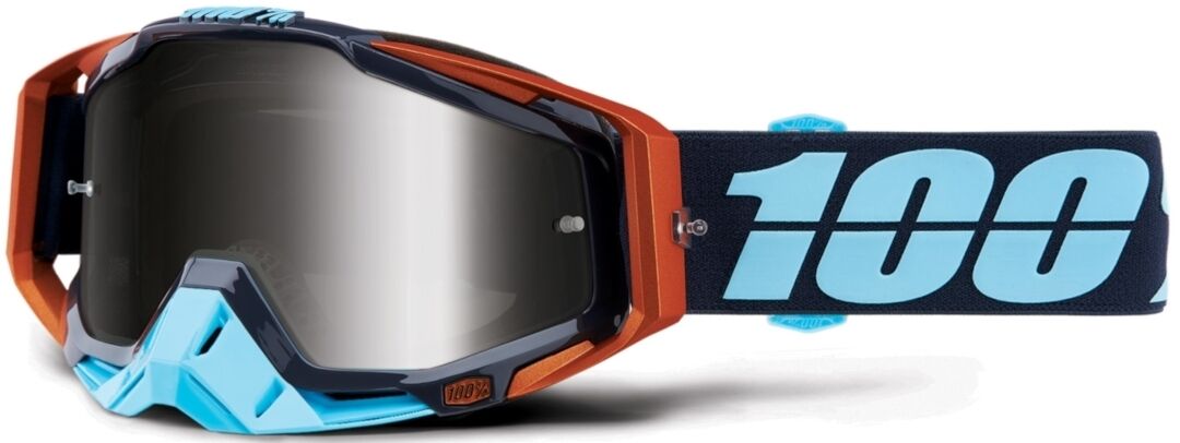 100% Racecraft Extra Ergono Gafas de Motocross - Negro Azul (un tamaño)
