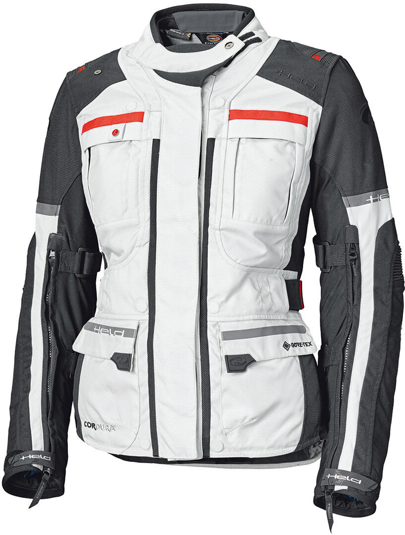 Held Carese Evo GTX Chaqueta textil de la motocicleta de las señoras - Gris Rojo (3XL)