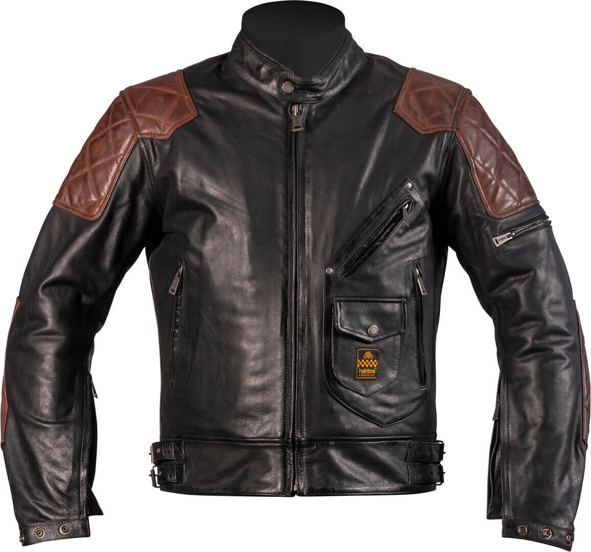 Helstons Chuck Chaqueta de cuero para moto - Negro Marrón (2XL)