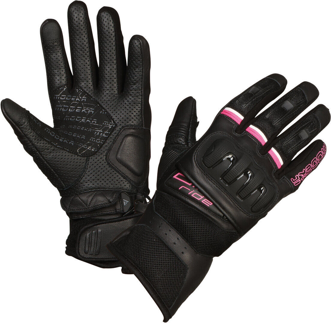 Modeka Air Ride Guantes de chaqueta de señora - Negro Rosa (XL)