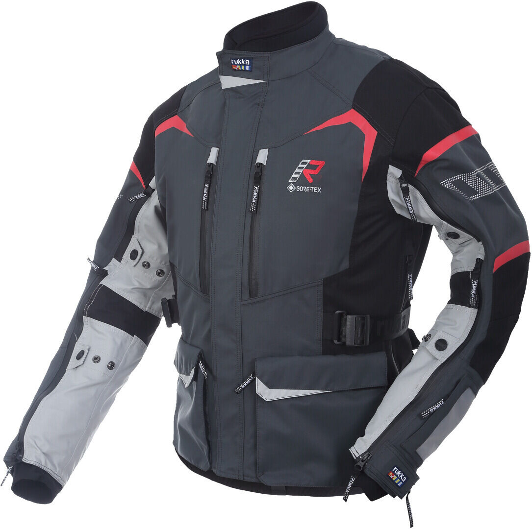 Rukka Rimo-R Chaqueta textil para motocicleta - Negro Gris Blanco Rojo (60)