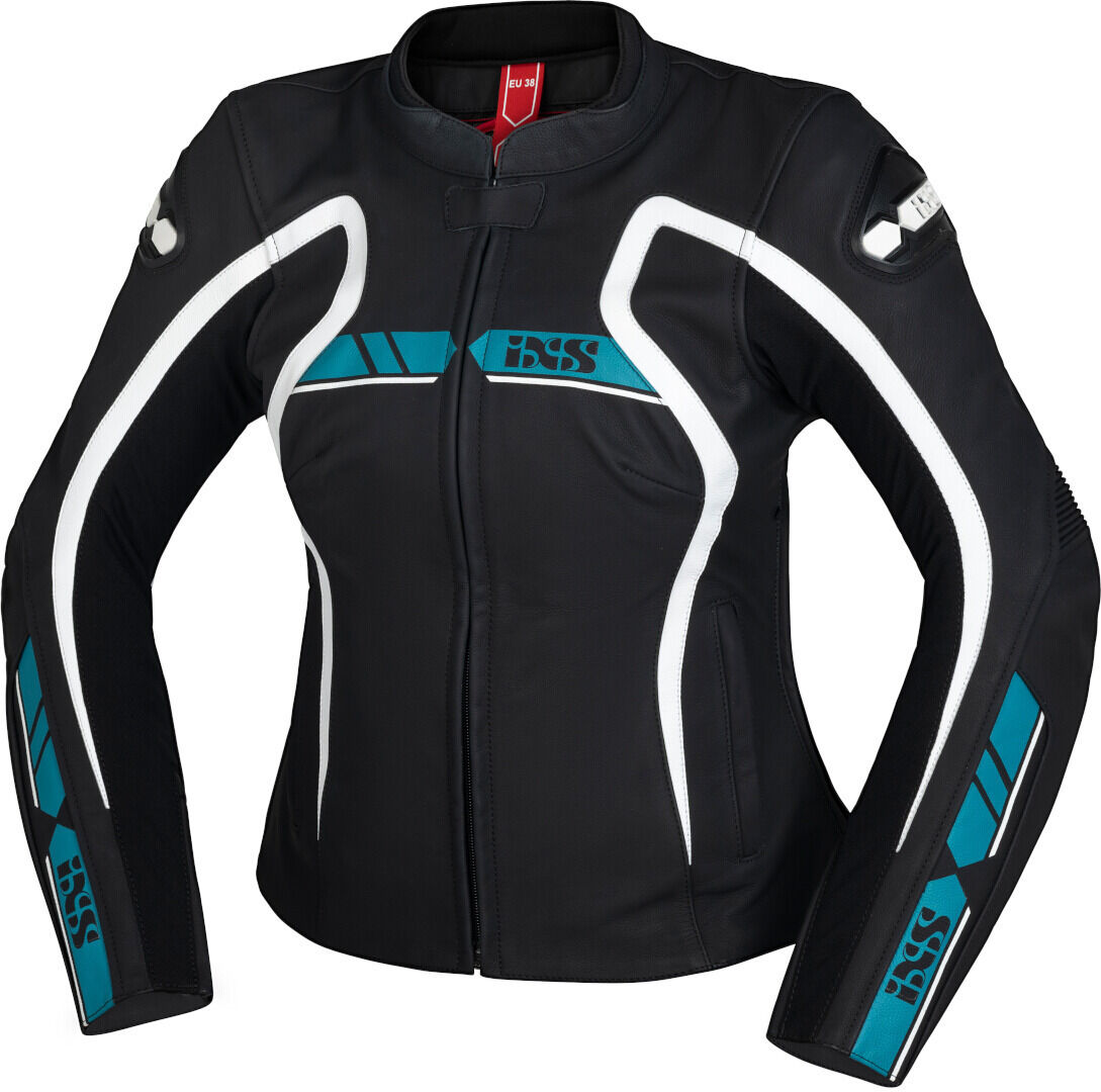 IXS RS-600 1.0 Chaqueta de cuero de la motocicleta de las señoras - Negro Azul (44)