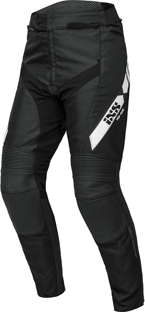 IXS RS-500 1.0 Pantalones de moto de cuero/textil - Negro Blanco (52)