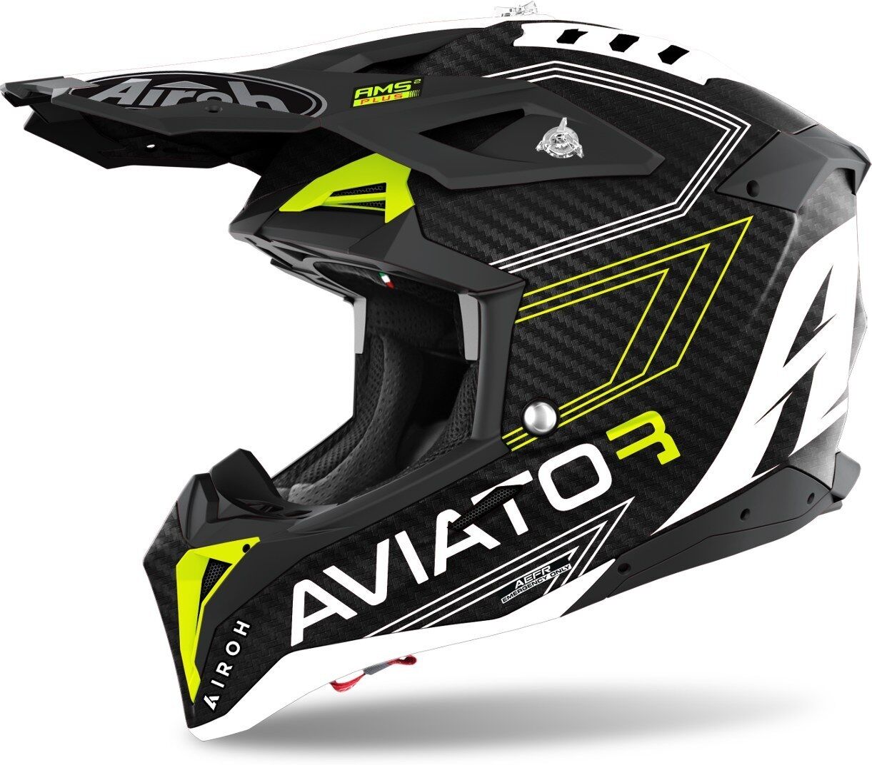 Airoh Aviator 3 Primal 3K Carbon Casco de Motocross - Amarillo (XS)