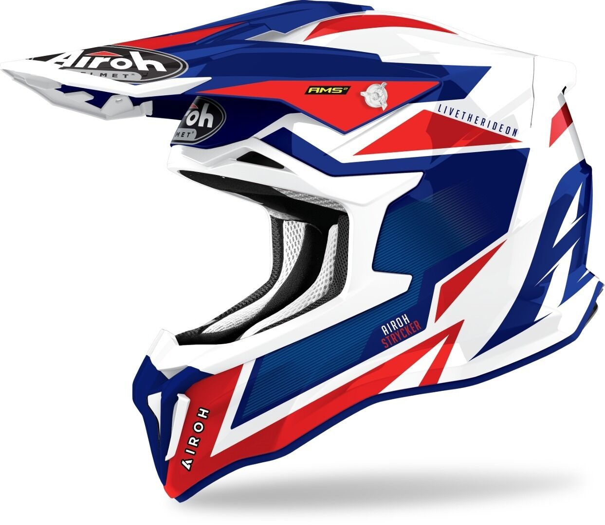 Airoh Strycker Axe Carbon Casco de Motocross - Rojo Azul (XS)