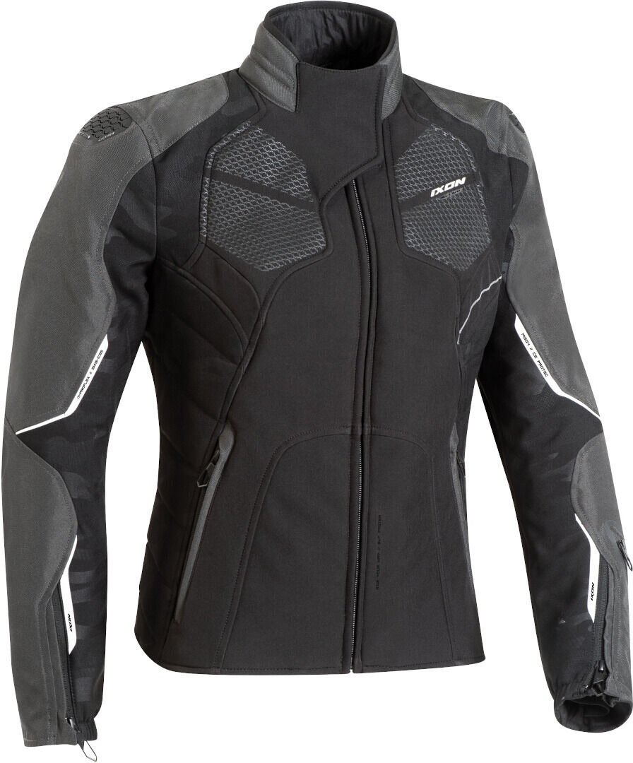 Ixon Cell Chaqueta textil de la motocicleta de las señoras - Negro Gris Blanco (S)