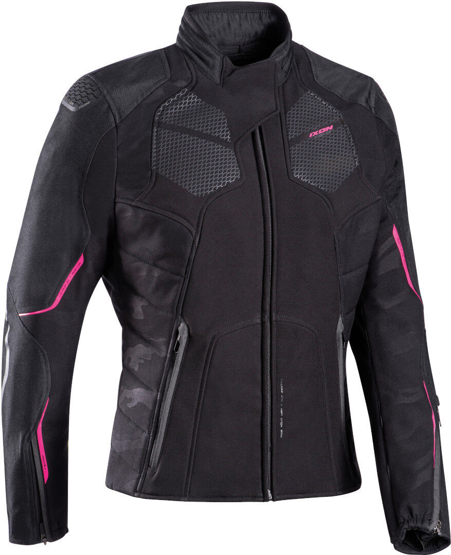 Ixon Cell Chaqueta textil de la motocicleta de las señoras - Negro Rosa (XL)