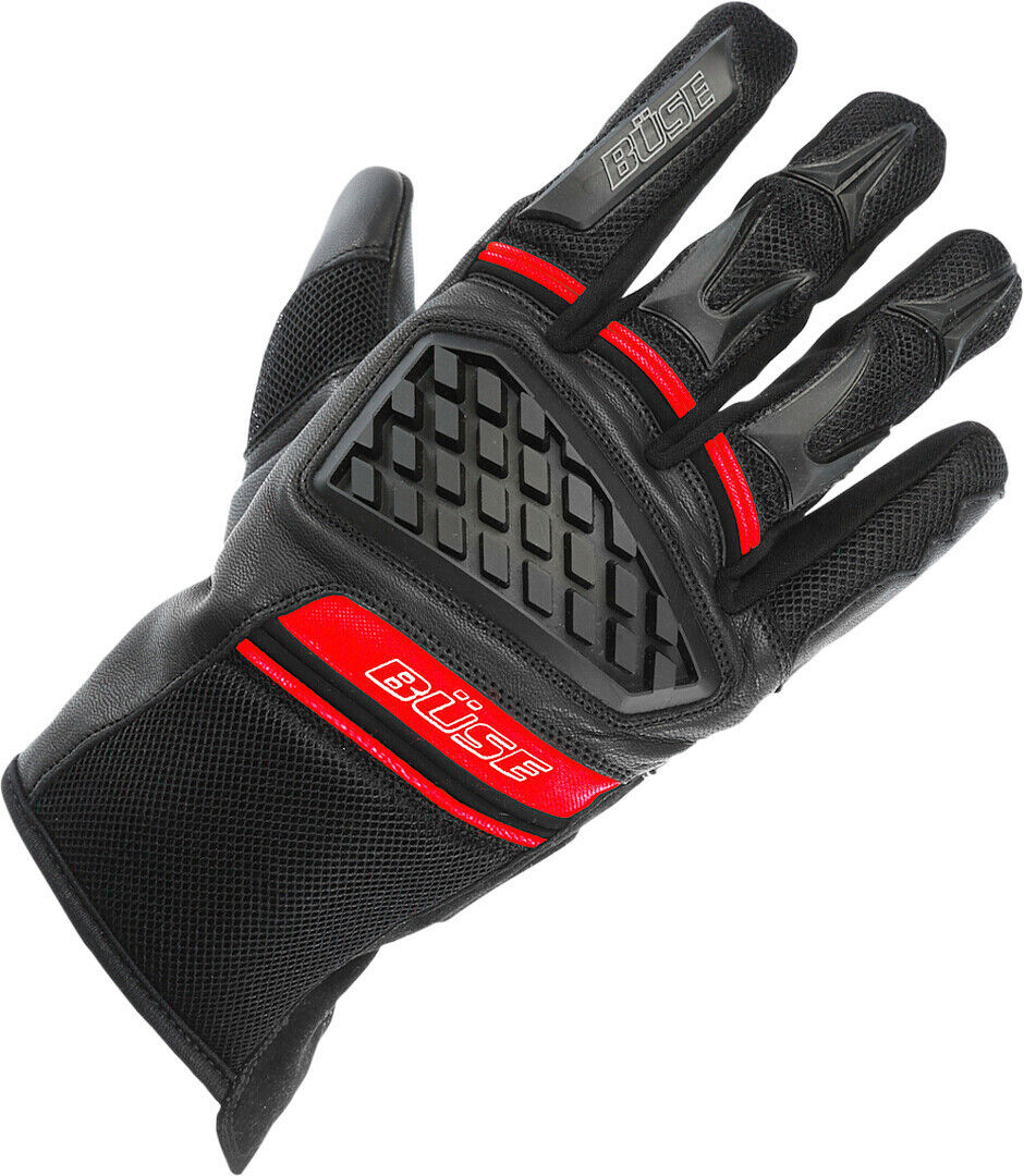 Büse Braga Guantes de moto - Negro Rojo (2XL)