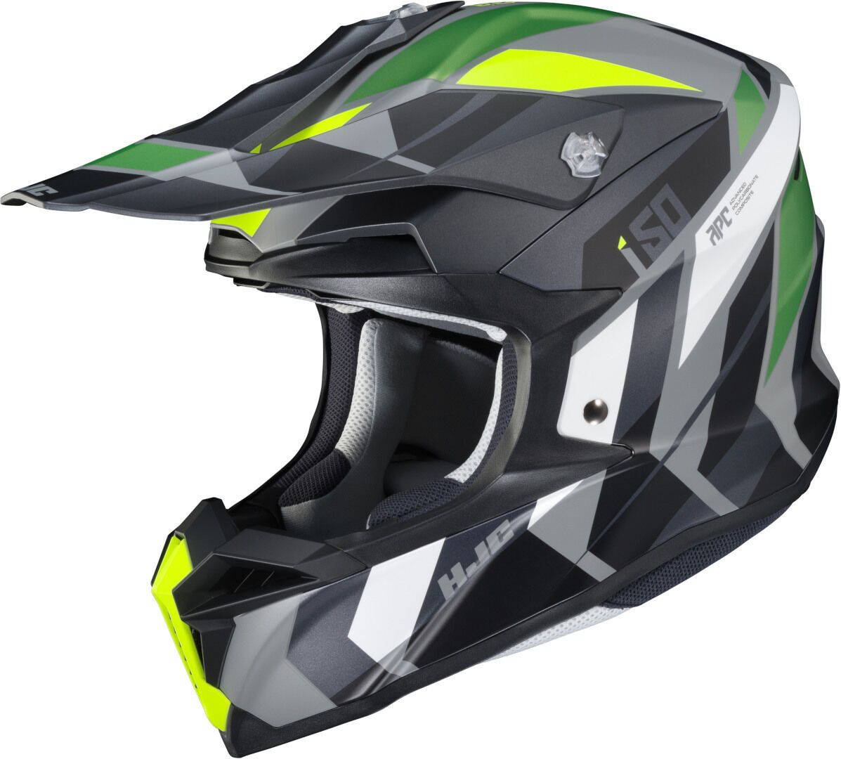 HJC i50 Vanish Casco de Motocross - Negro Gris Verde (XL)