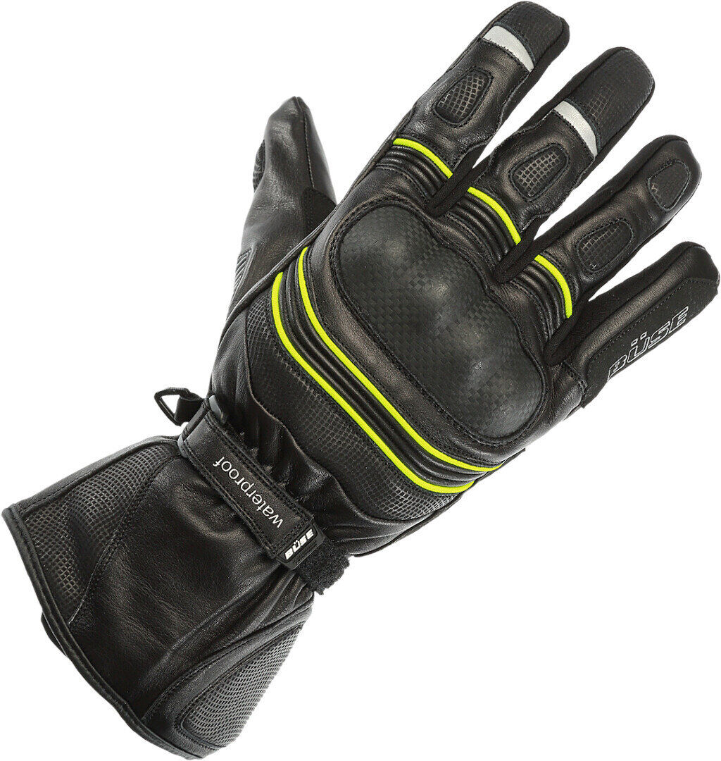 Büse Willow Guantes impermeables para chaqueta de mujer - Negro Amarillo (S M)