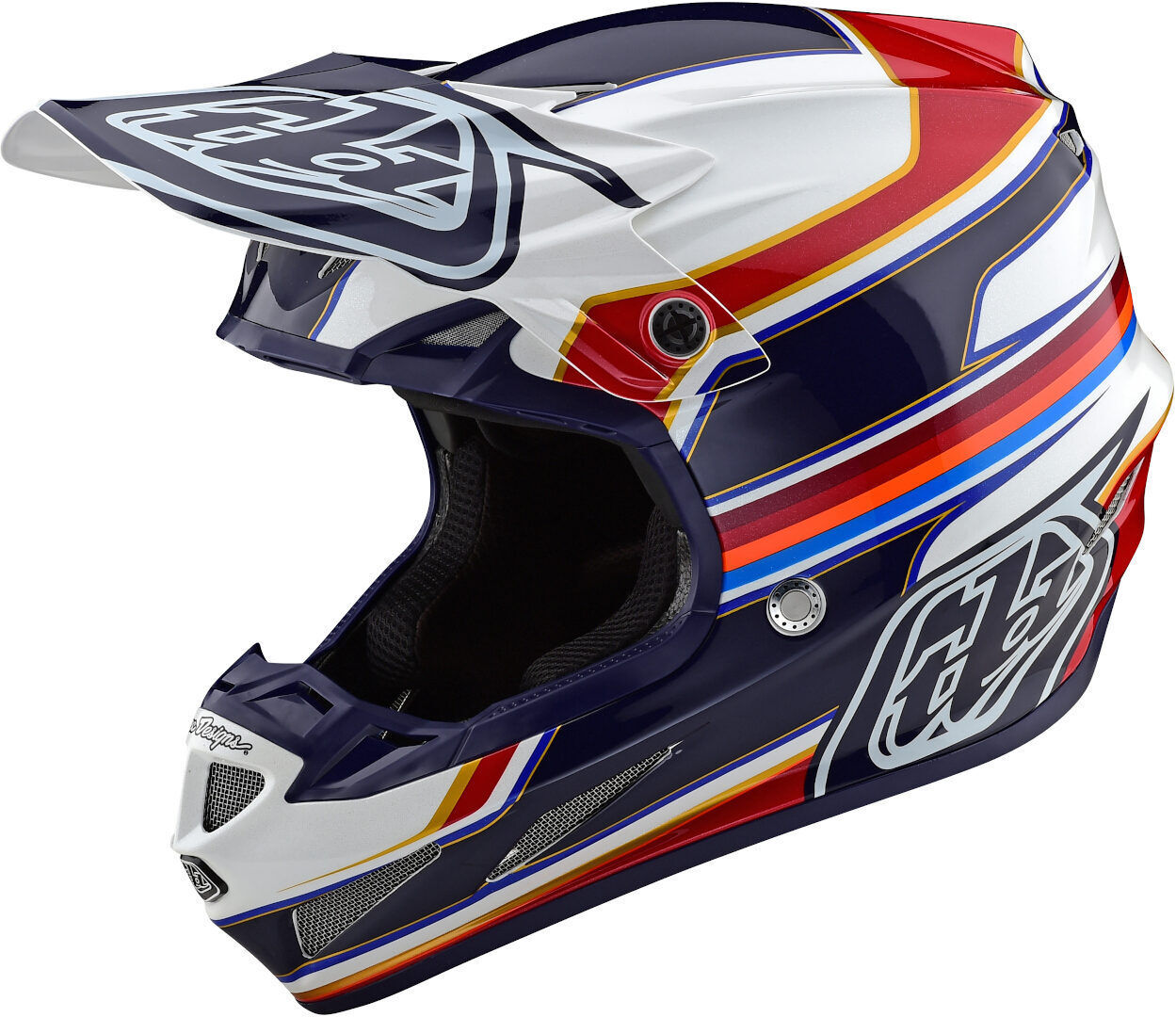 Lee SE4 Speed MIPS Casco de Motocross - Blanco Rojo Azul (XS)