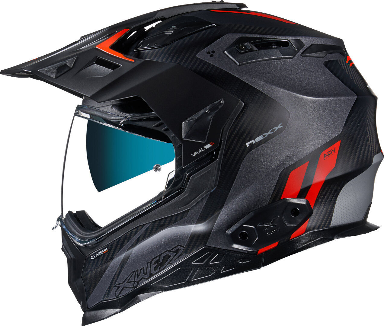 NEXX X.Wed 2 Vaal Carbon Casco - Negro Gris Rojo (2XL)