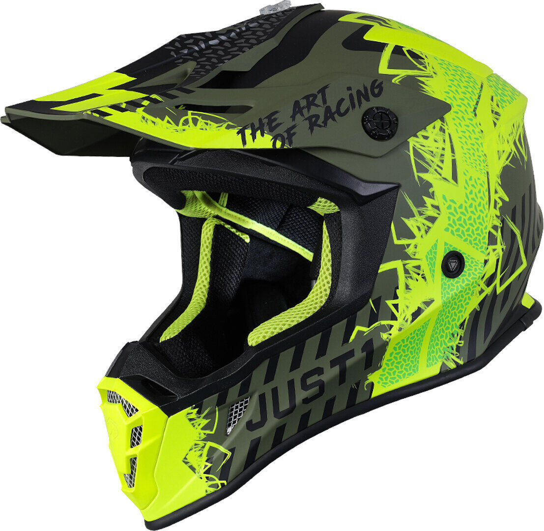 Just1 J38 Mask Casco de Motocross - Verde Amarillo (XL)